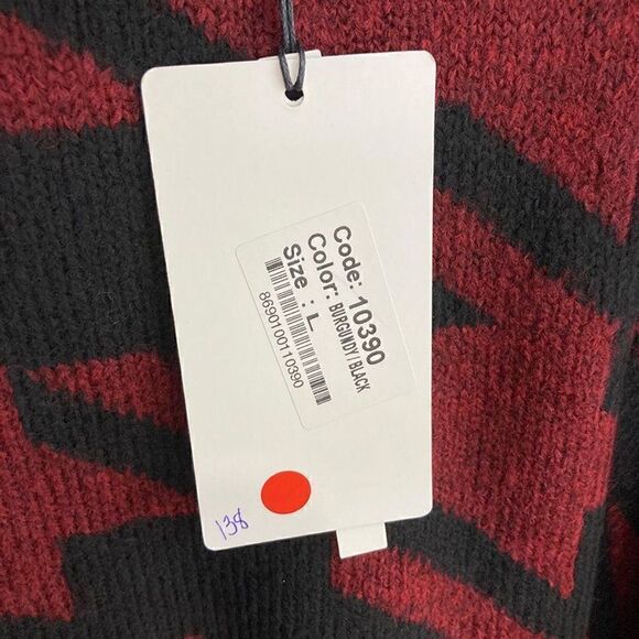 Toda Bela L Burgundy Red Houndstooth Cardigan Sweater Jacket Art To Wear Chunky - Picture 7 of 7